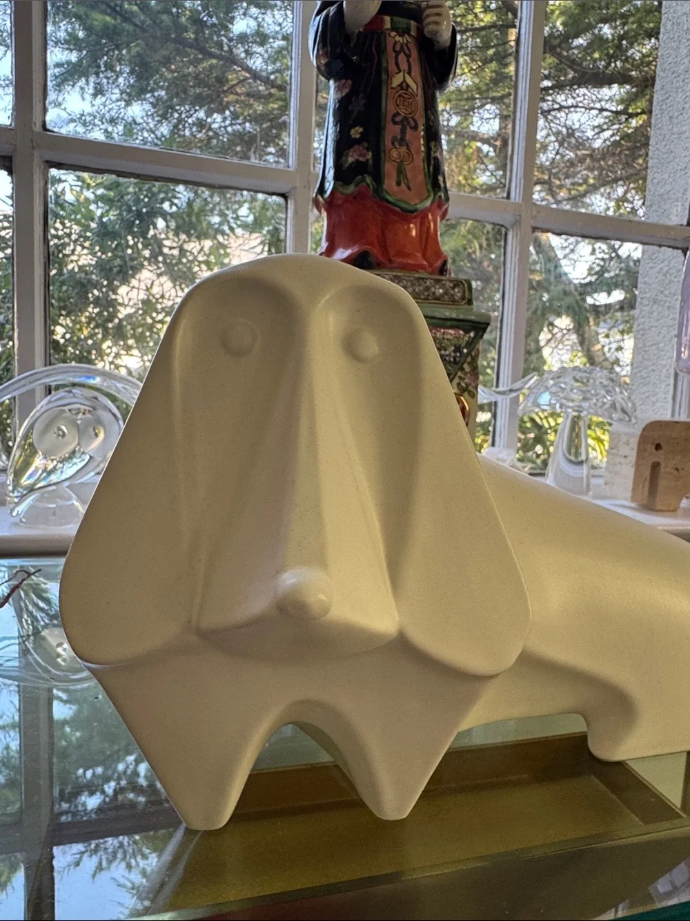 Jonathan Adler White Ceramic Dog Sculpture